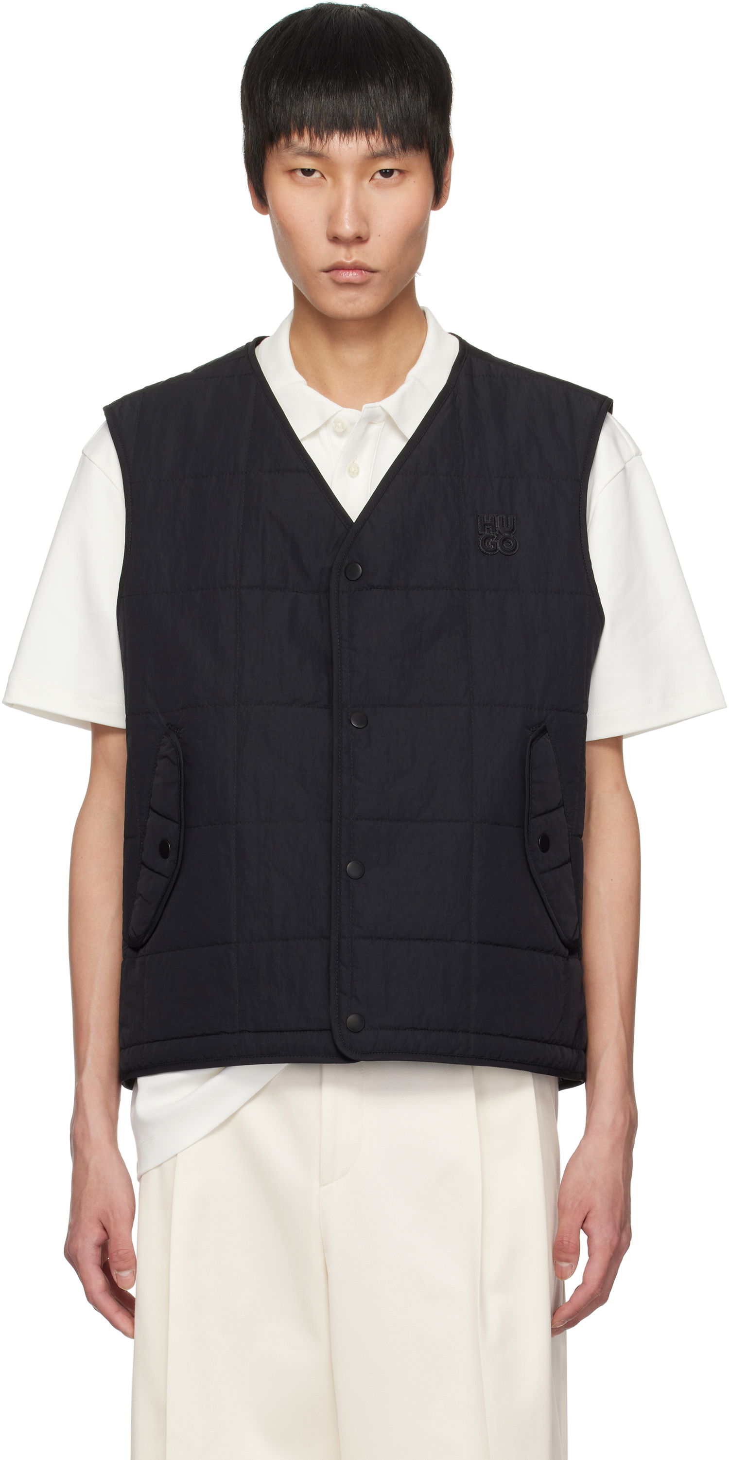 Vest BOSS Hugo Stacked Logo Nylon Vest Sort | 50530750, 0