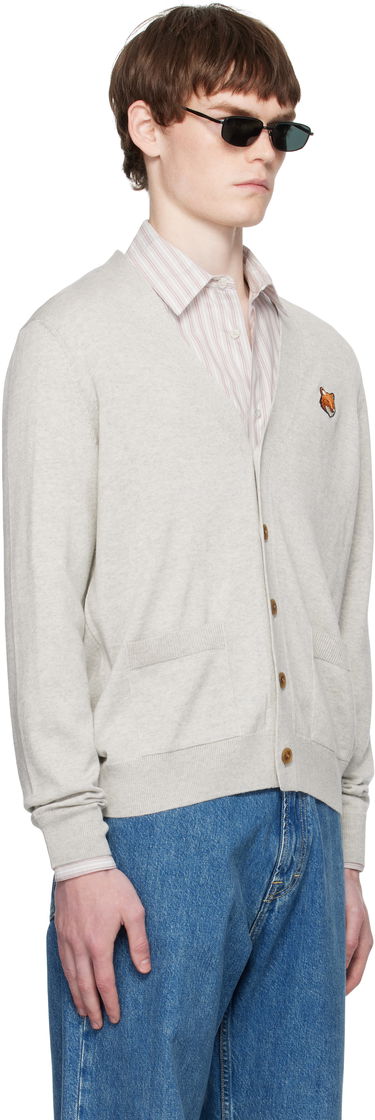 Sweater MAISON KITSUNÉ Maison Kitsuné Fox Head Patch Cardigan Grå | PM00501KT1181, 1