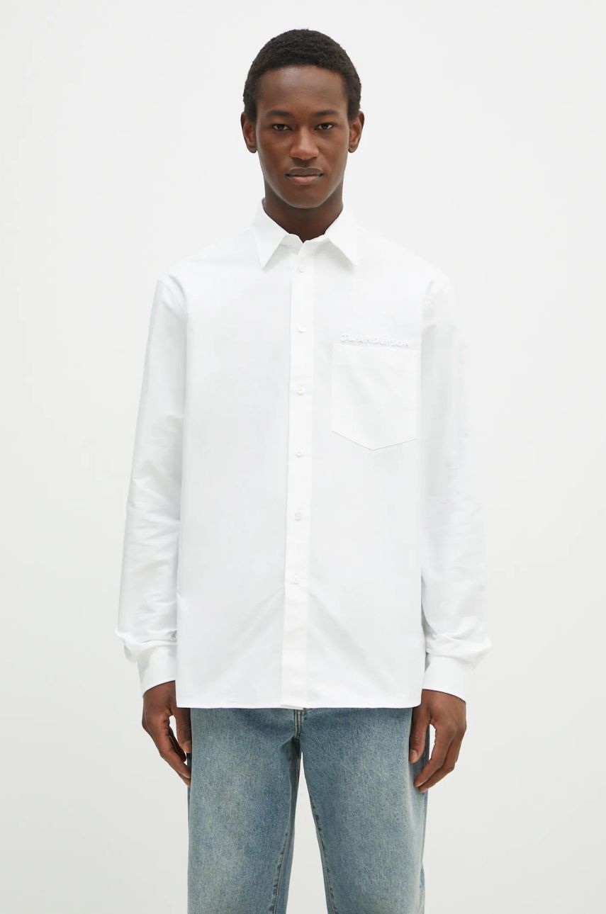 Skjorte JW Anderson JW Anderson Classic Fit Logo Pocket Shirt, Relaxed, Classic Collar Hvid | SH0328.PG1140.001, 0