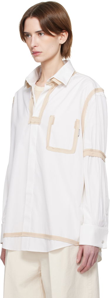 Skjorte Maison Margiela Maison Margiela Contrast Trim Shirt Hvid | S51DT0018 M35391, 3