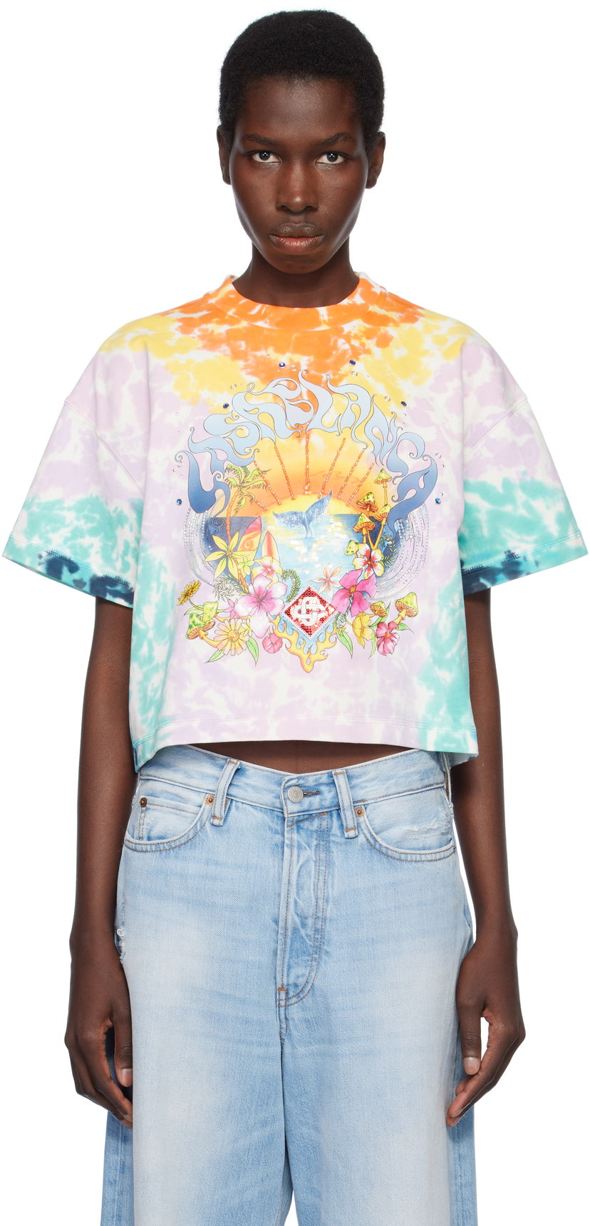 Crop top Casablanca Casablanca Surf Trip Tie-Dye Cropped T-Shirt Flerfarvet | WS25-JTS-037-01