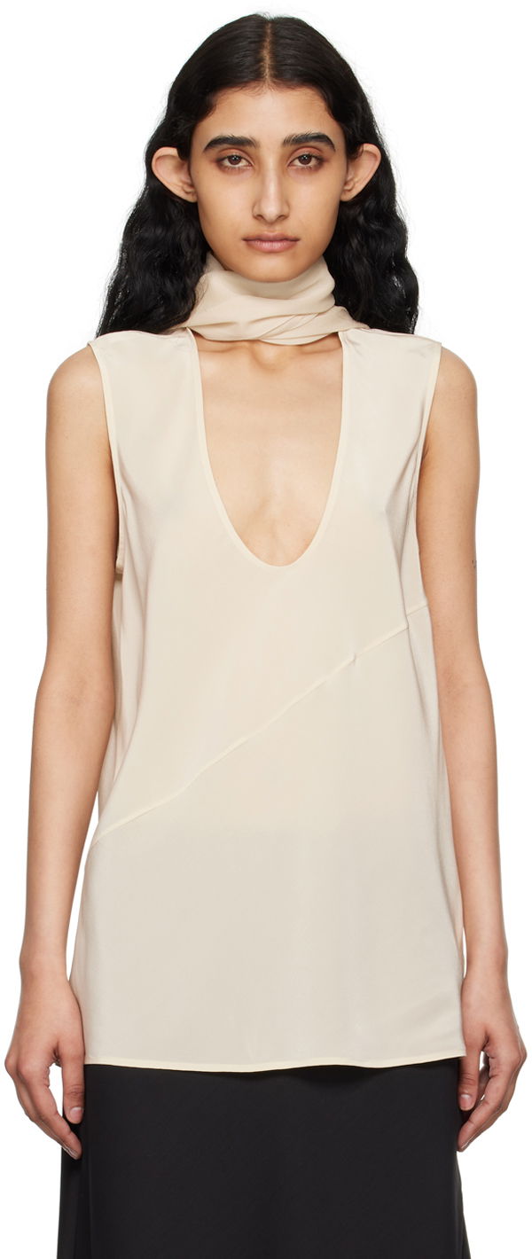 Tanktop Helmut Lang Helmut Lang Women's Scarf Neck Tank Top Beige | O04HW506