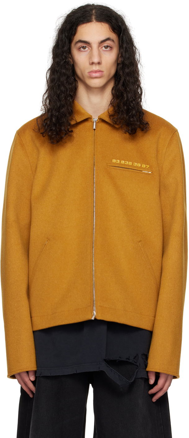 Jakke VETEMENTS VTMNTS Felted Zip-Up Jacket Gul | VL14JA480M