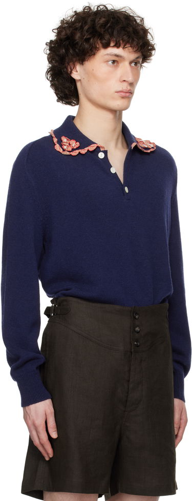 Sweater Bode Bode Rookie Polo Mørkeblå | MRS25KT016, 4