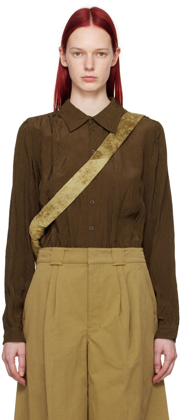 Skjorte LEMAIRE Lemaire Gathered Long Sleeve Blouse Brun | TO1221 LF1024