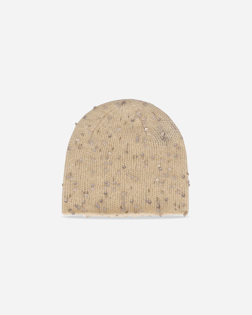 Beanie UNDERCOVER Angora Knit Beanie with Sequins Beige | UP2E1H01 6