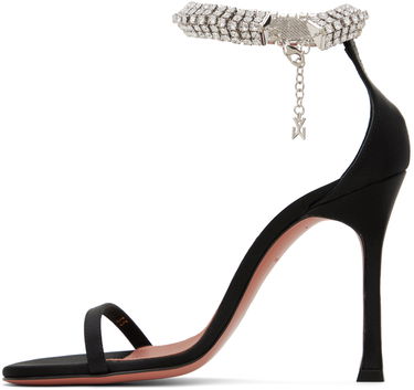 Smykker Amina Muaddi Amina Muaddi Iman Crystal-Embellished Satin Heeled Sandals Sort | IMAN SANDAL SR SATIN, 2