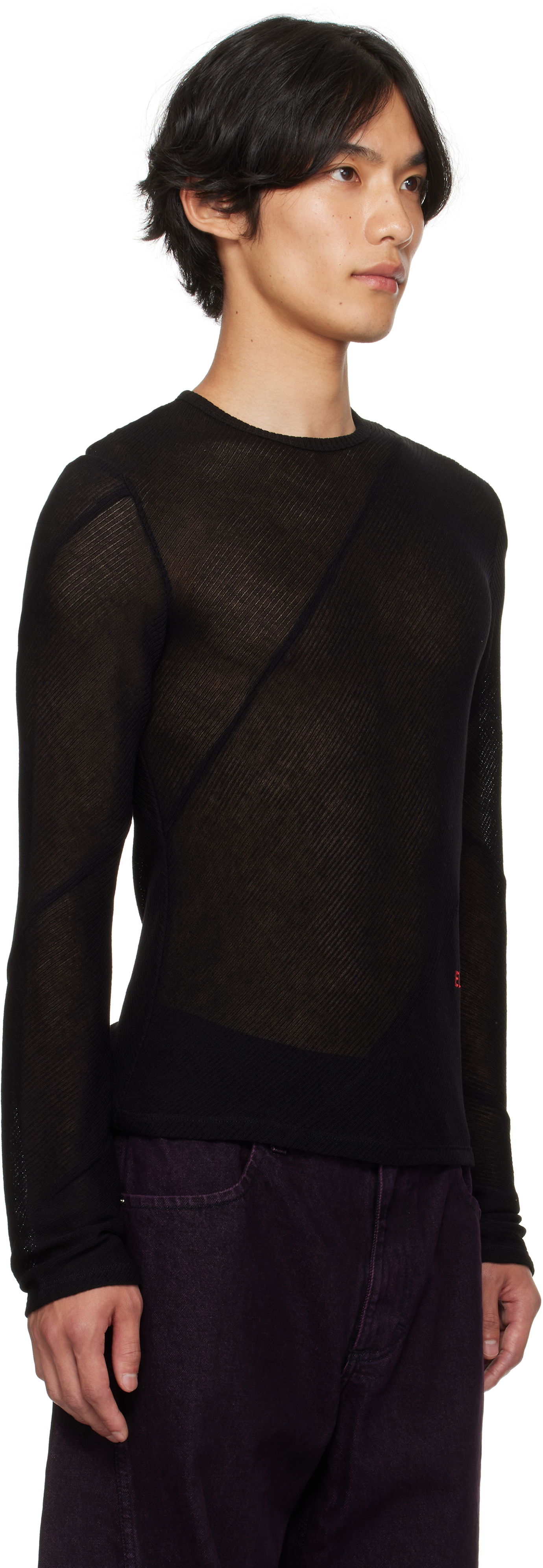 T-shirt Eckhaus Latta Eckhaus Latta Spiral Long Sleeve T-Shirt Sort | 1107-EL-PF25-J, 1