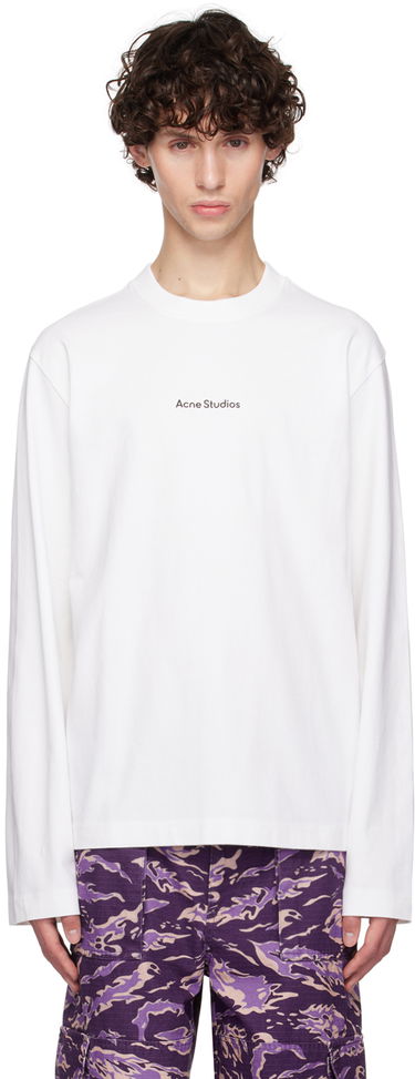 T-shirt Acne Studios White Printed Logo Long Sleeve T-Shirt Hvid | CL0270-, 0