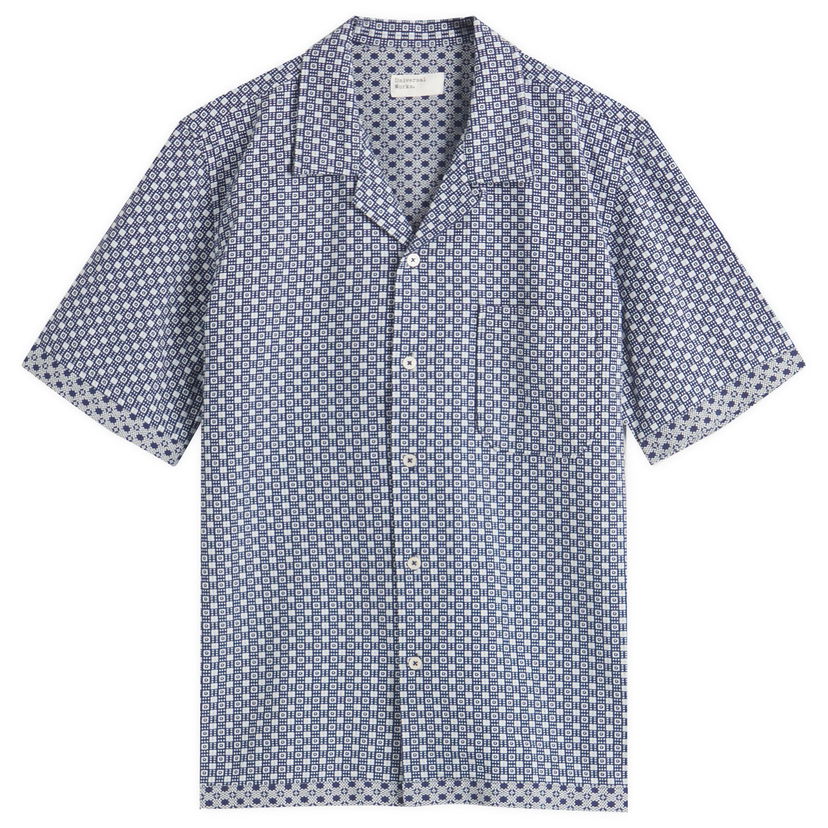 Skjorte Universal Works Universal Works Tile Dean Road Shirt, Size Large Blå | 32654-NVY