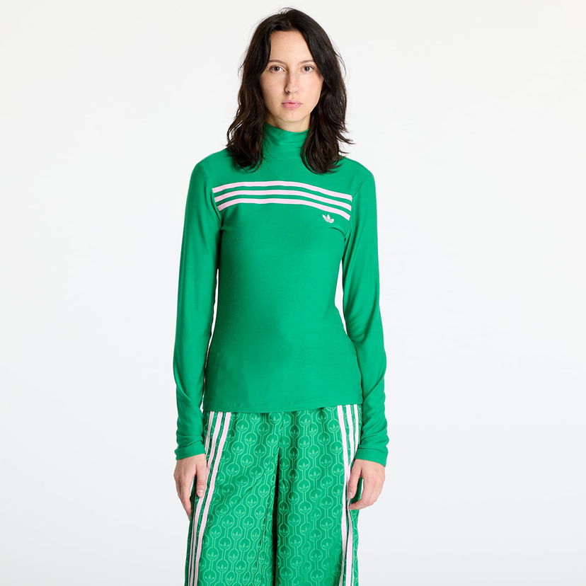 T-shirt adidas Originals Longsleeve 3-Stripe Tee Green Grøn | JN8314