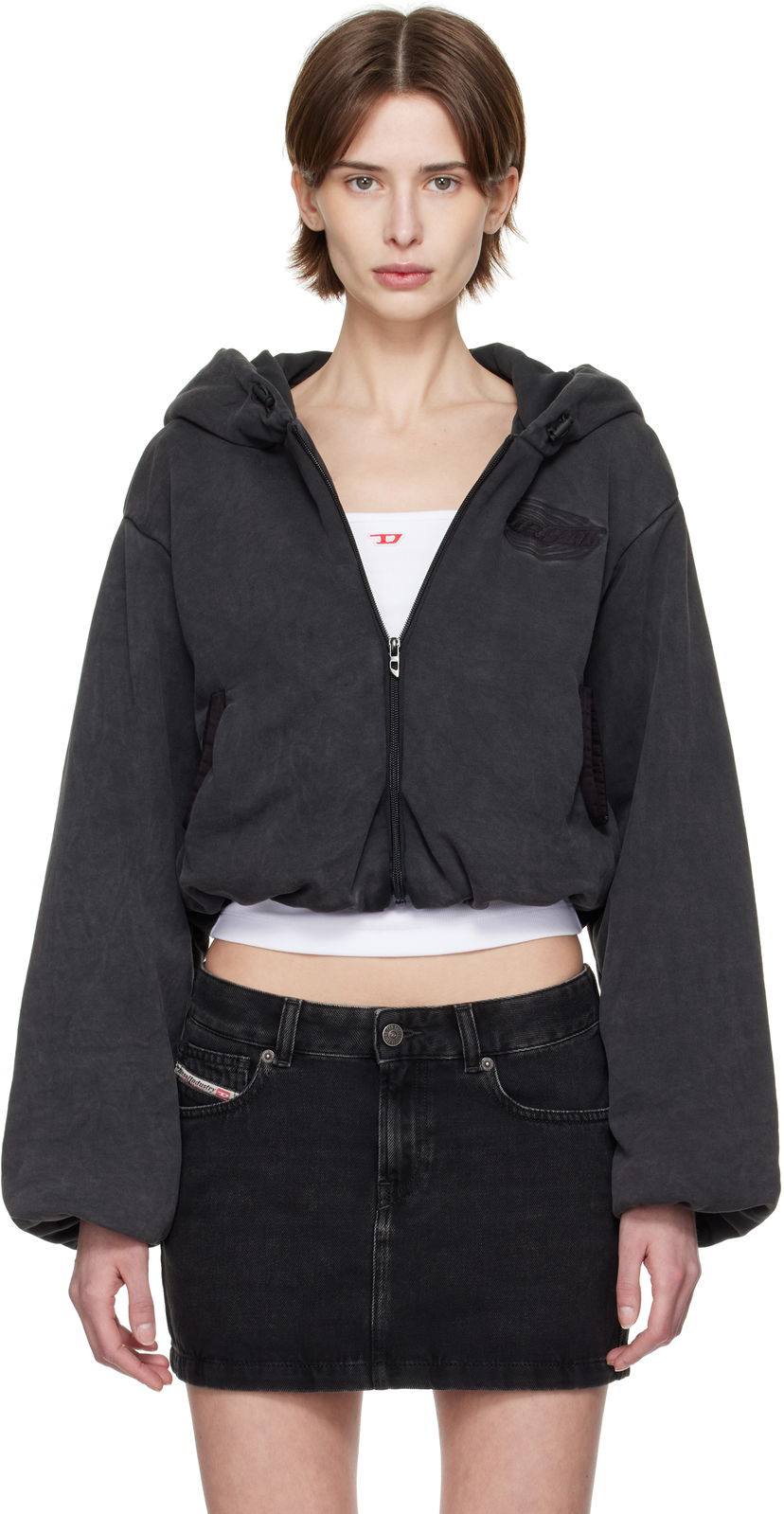 Sweatshirt Diesel Diesel F-Enerd Cropped Hoodie Sort | A16615 0BNEG