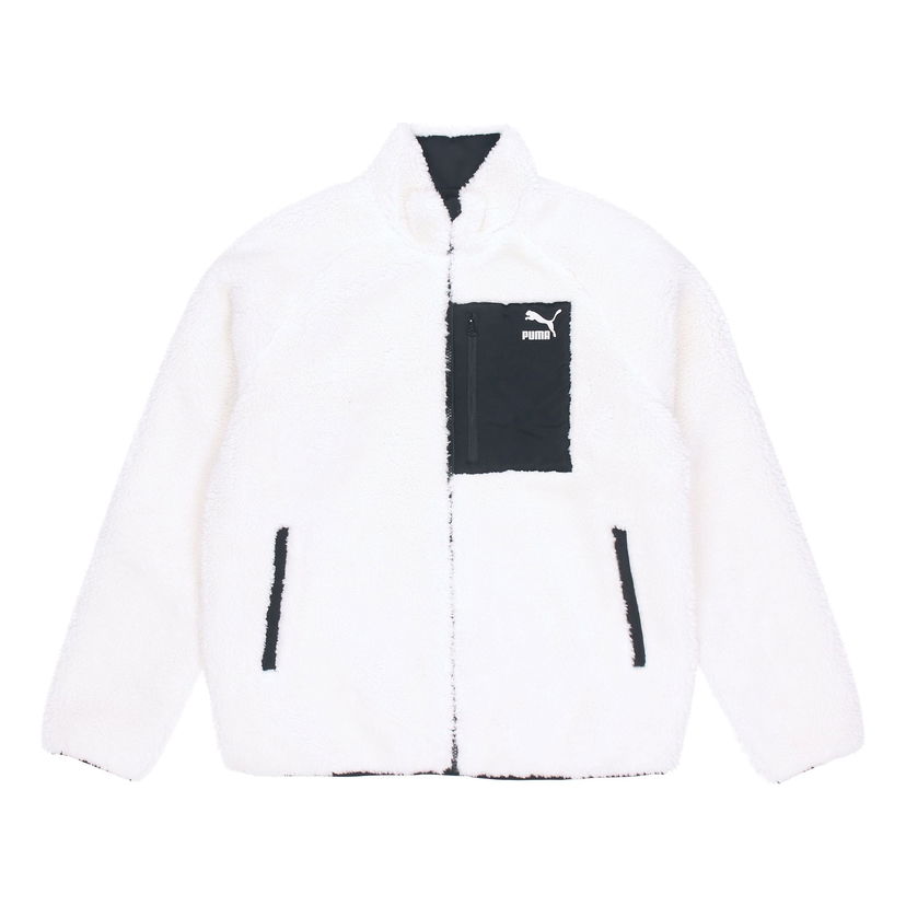 Puffer jakke Puma Sherpa Reversible Stand Collar Jacket Hvid | 530028-01