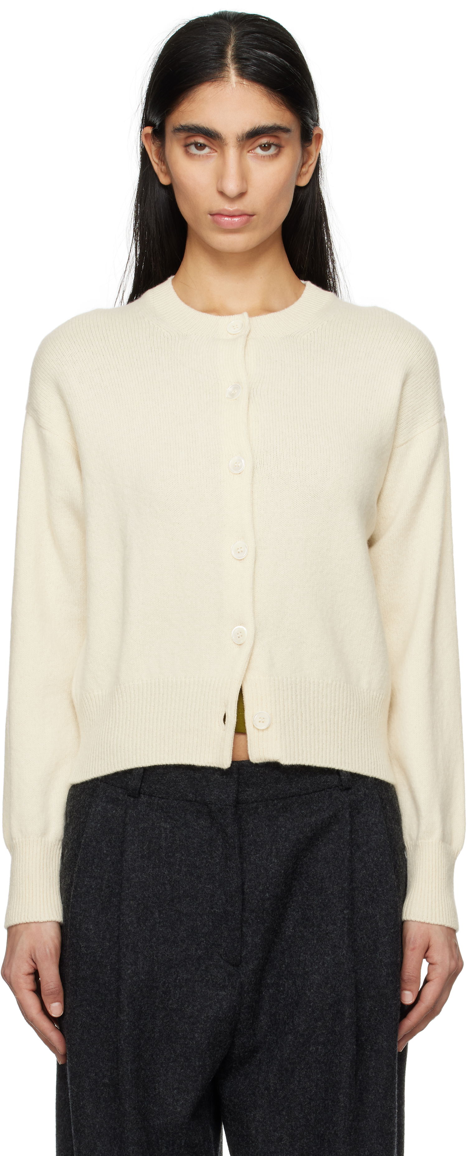 Sweater &Daughter &Daughter Ada Crewneck Cardigan Hvid | HKN03905, 0