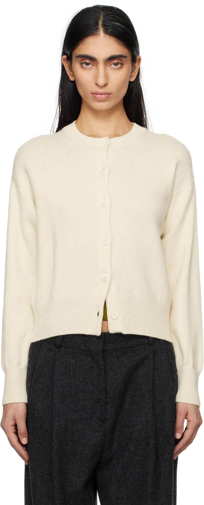 Sweater &Daughter &Daughter Ada Crewneck Cardigan Hvid | HKN03905