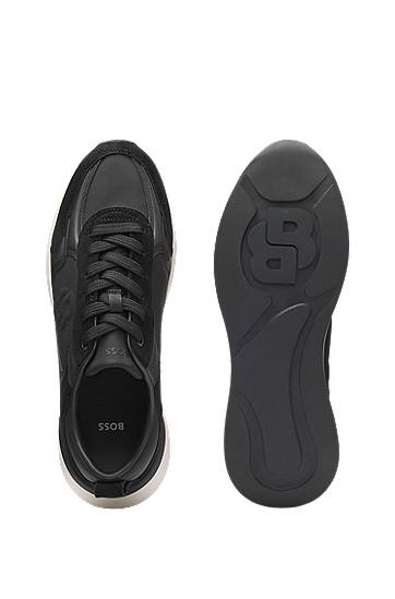 Skopleje BOSS Suede-Trim Double B Monogram Sort | 50548358, 1