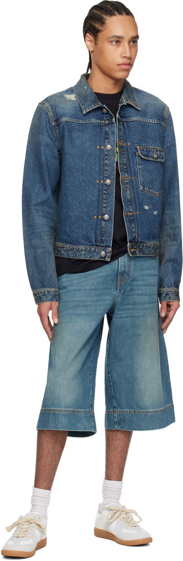 Jakke Palm Angels Palm Angels Curved Logo Denim Jacket Blå | PMYE055S25DEN0014540, 3