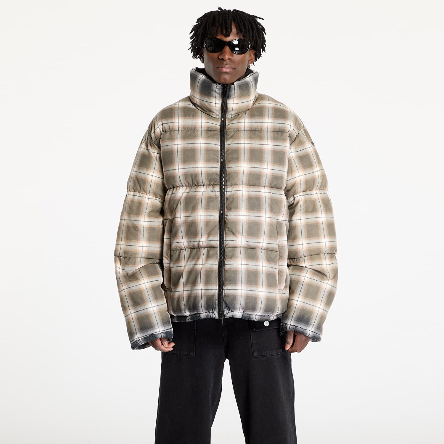 Puffer jakke Diesel Diesel W-Ravell Check Puffer Jacket Beige | A14514_0PITJ Black/ Violet, 0