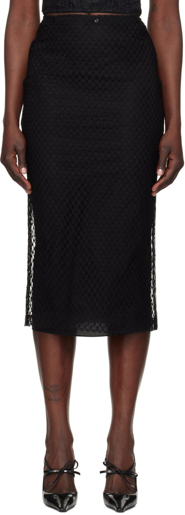 Nederdel Dolce & Gabbana Mesh Pencil Midi Skirt Sort | F4C0CT HLM83, 0