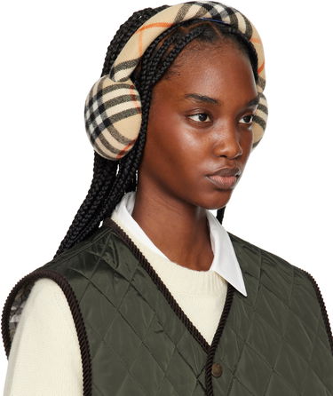 Tørklæde Burberry Burberry Check Wool Earmuffs Beige | 8105109, 1