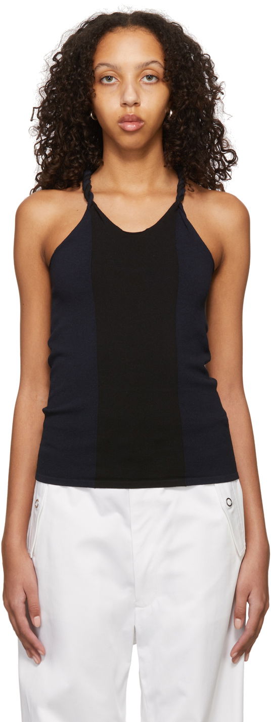 Tanktop Dion Lee Cotton Blend Tie-Strap Tank Top Mørkeblå | C7057S22