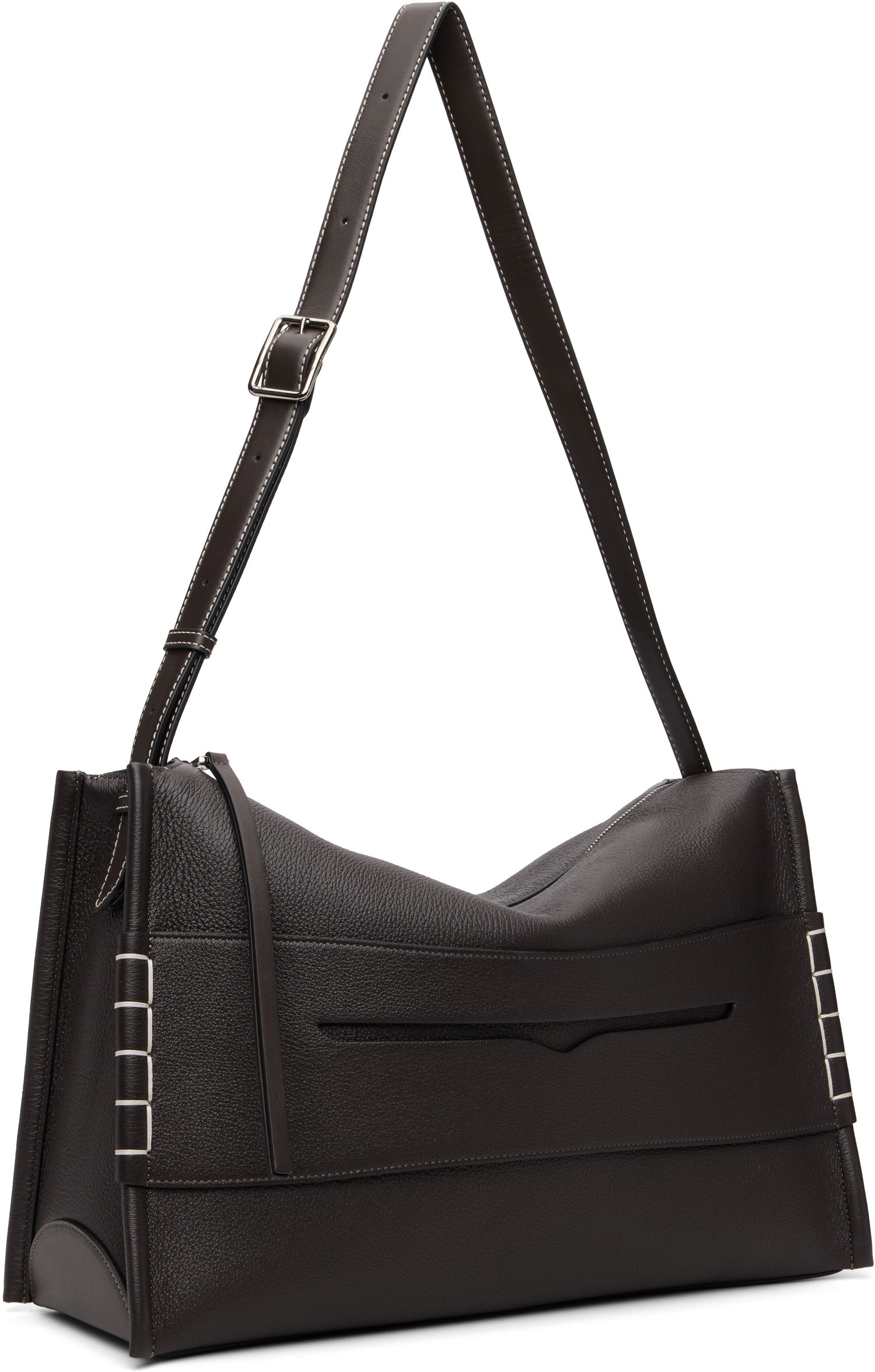 Skuldertaske JW Anderson JW Anderson Pebbled Leather Messenger Loafer Bag with Square Accents Brun | HB0749-LA0377, 1