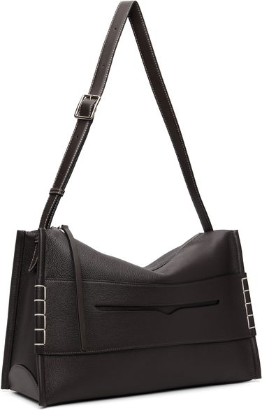 Skuldertaske JW Anderson JW Anderson Pebbled Leather Messenger Loafer Bag with Square Accents Brun | HB0749-LA0377, 1