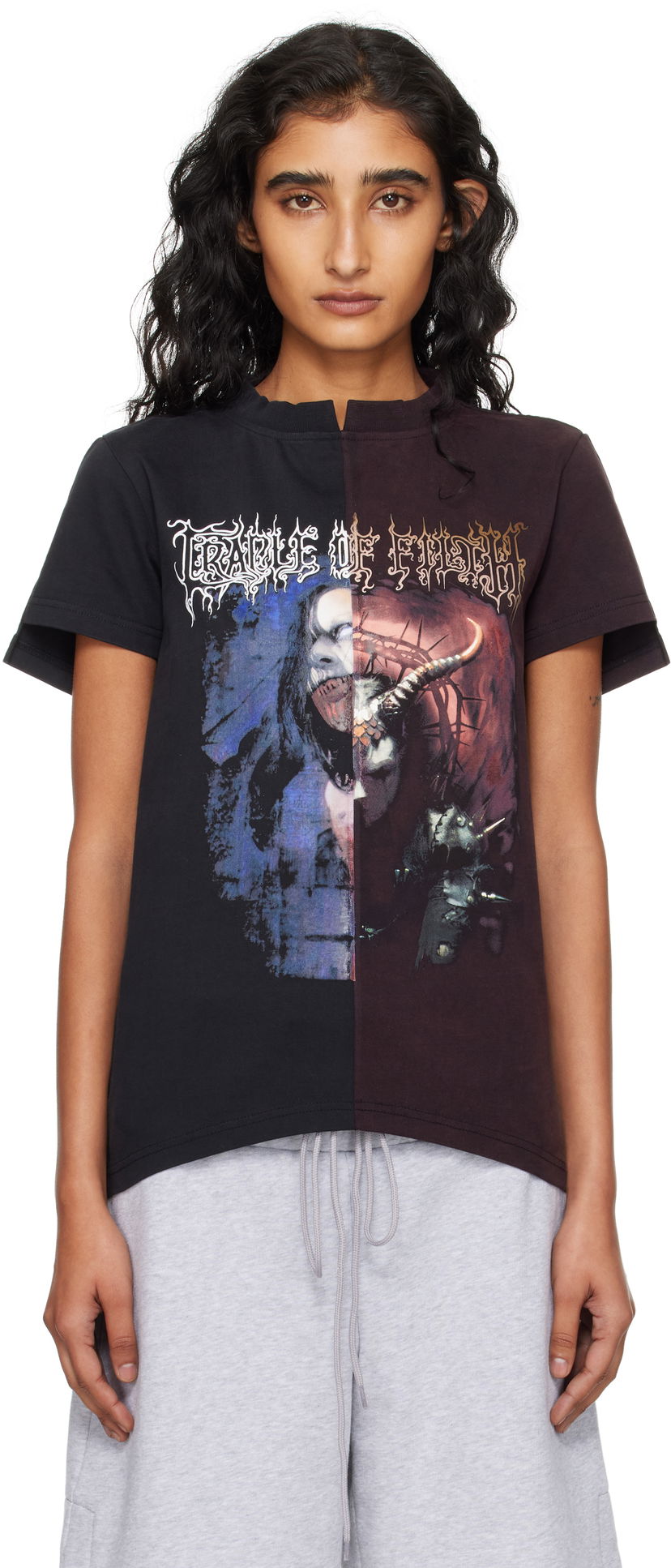 T-shirt VETEMENTS VETEMENTS Cradle of Filth Cut-Up Fitted T-Shirt Sort | WCF76TR930BR