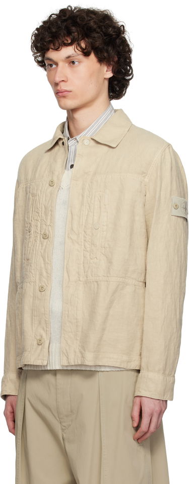 Frakker Stone Island Stone Island Diagonal Linen Overshirt Beige | K1S15 1200010 S00F8, 3
