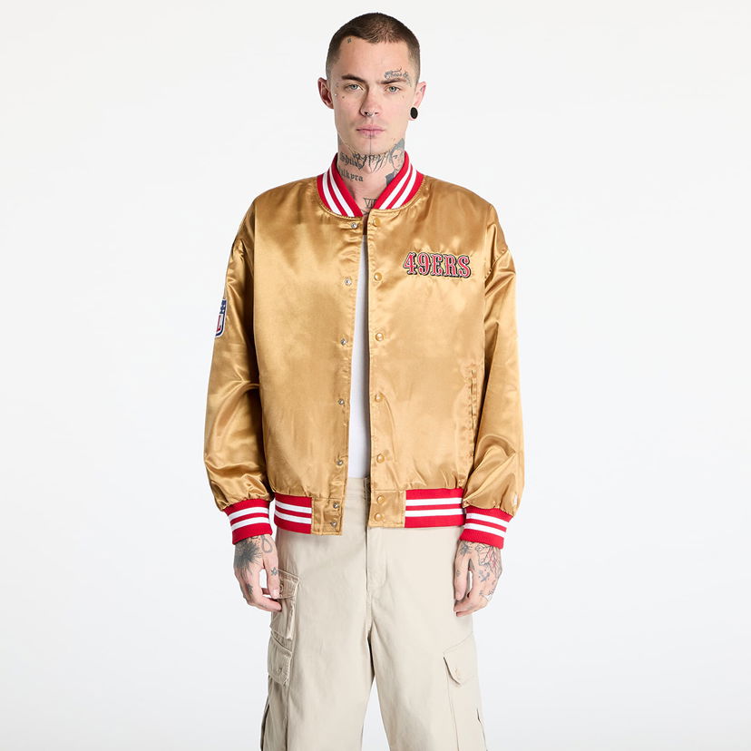 Bomberjakke New Era Satin Bomber Jacket Gul | 60580609