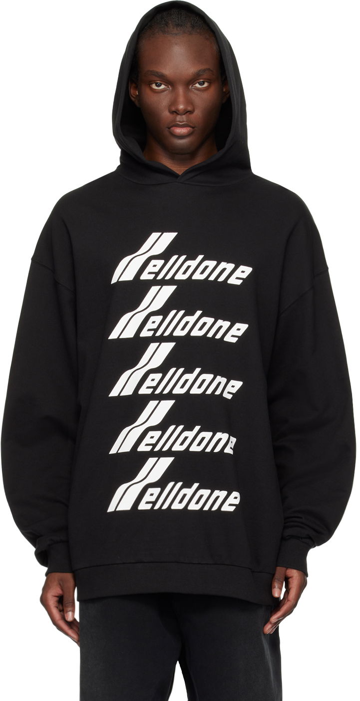 Sweatshirt We11done Printed Hoodie Sort | WD-TH3-22-729-U-BK