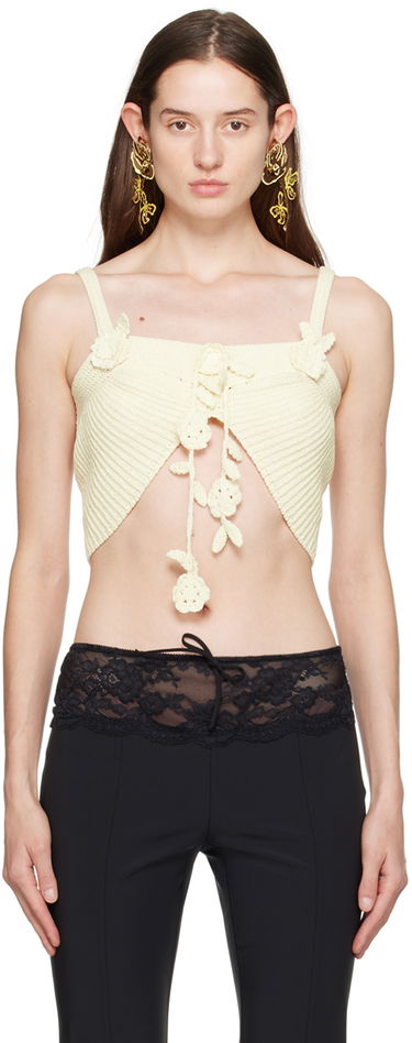 Tanktop Blumarine Flower Lace-Up Camisole Beige | P422M417A, 0