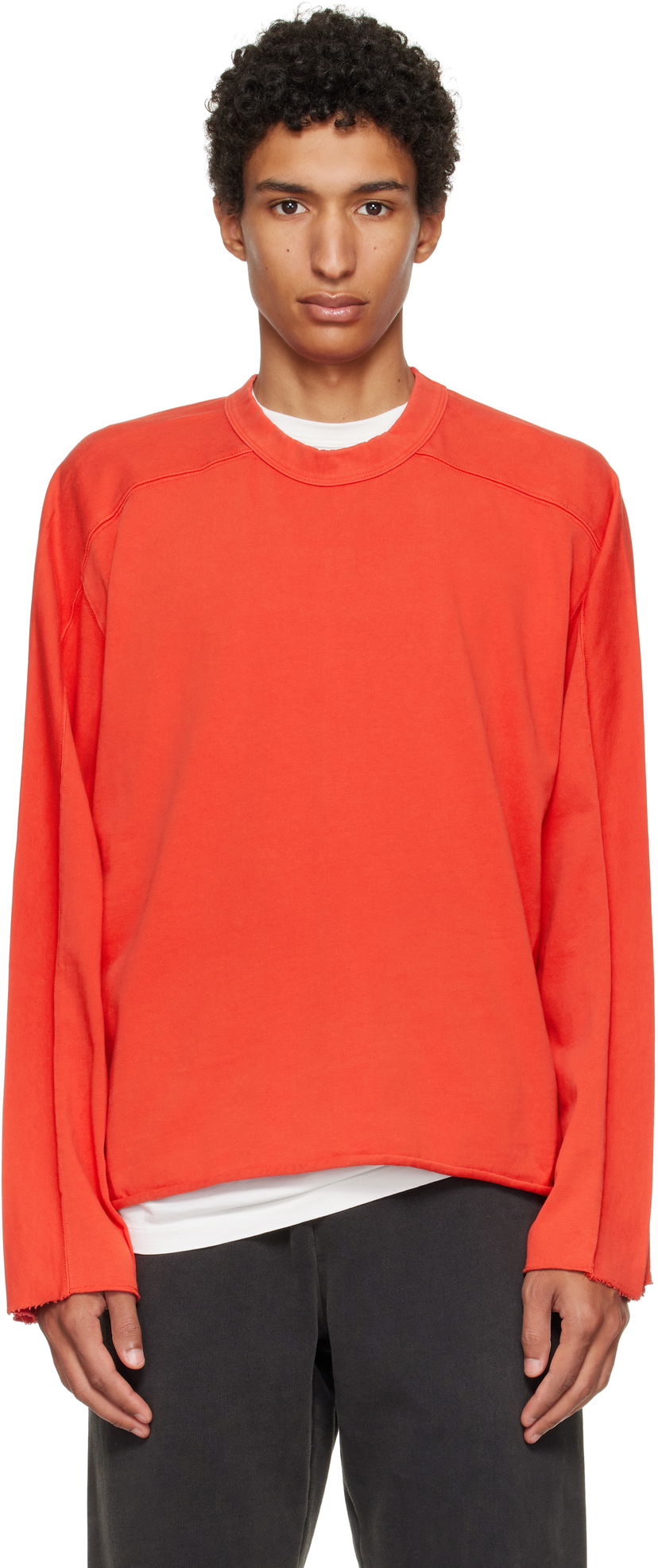 T-shirt Entire Studios Heavy Raglan Raw-Edge Long Sleeve T-shirt Orange | ES2486CH