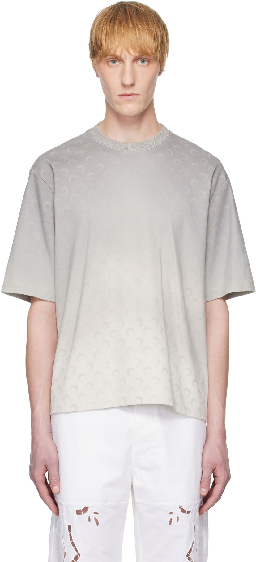 T-shirt Marine Serre Marine Serre Moon Faded Loose Fit T-Shirt Grå | UTT001A CJER0070