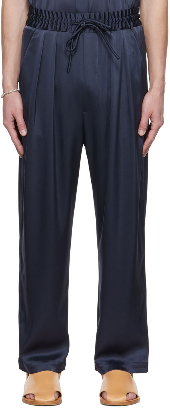 Bukser Nanushka Nanushka Jiro Pleated Trousers Mørkeblå | NM22PFPA00759