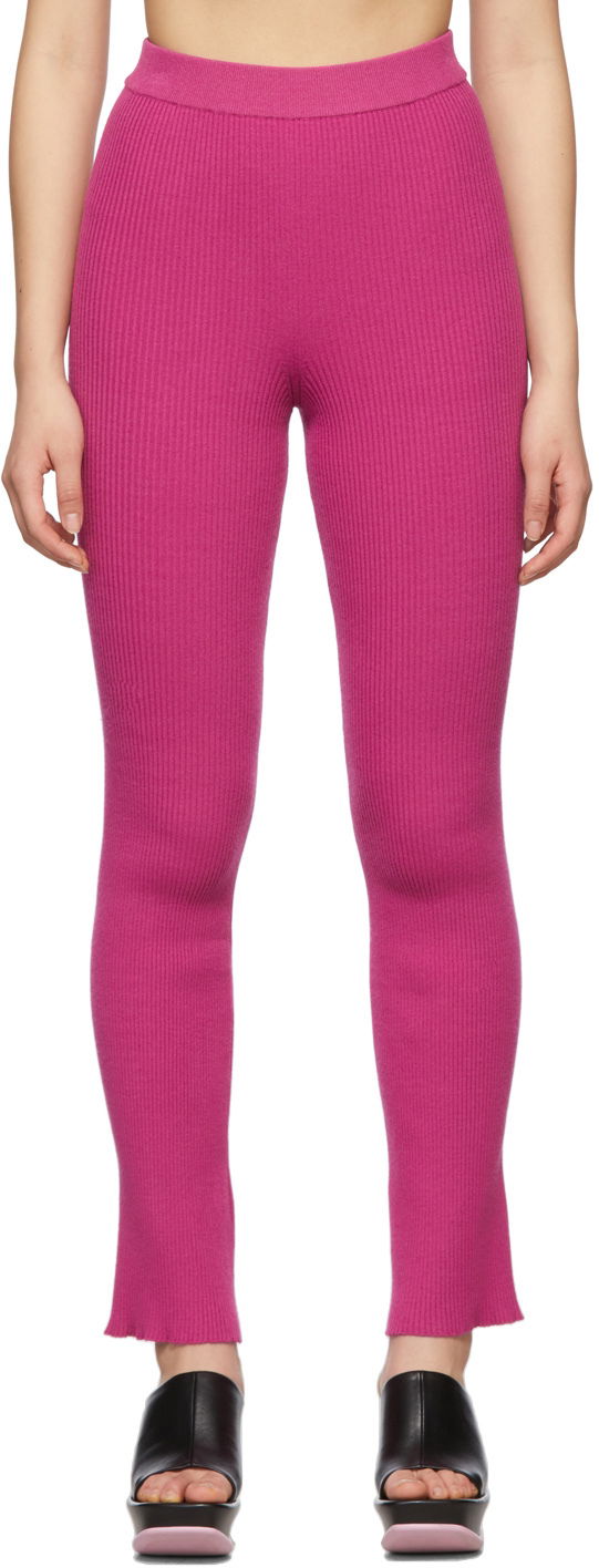 Leggings MSGM Ribbed Straight Leg Pants Lyserød | 3241MDP111 227281