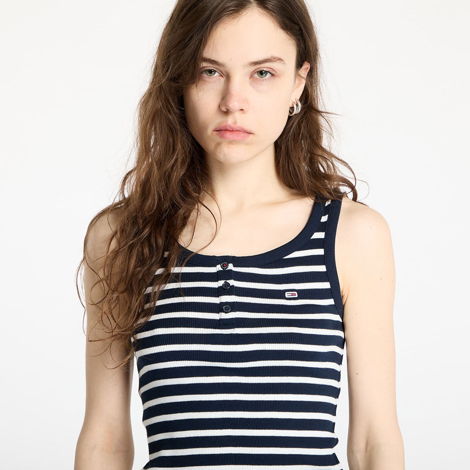 Tanktop Tommy Hilfiger Tommy Jeans Slim Fit Buttoned Tank Top Mørkeblå | DW0DW19492 0A6, 1