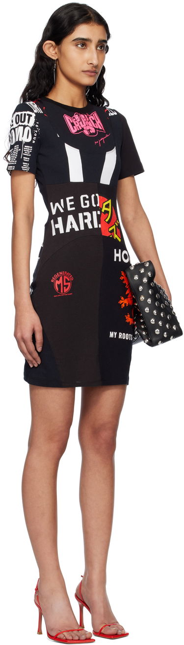 Kjole Marine Serre Marine Serre Upcycled Graphic T-Shirt Minidress Sort | WDR230A UJER0003, 1