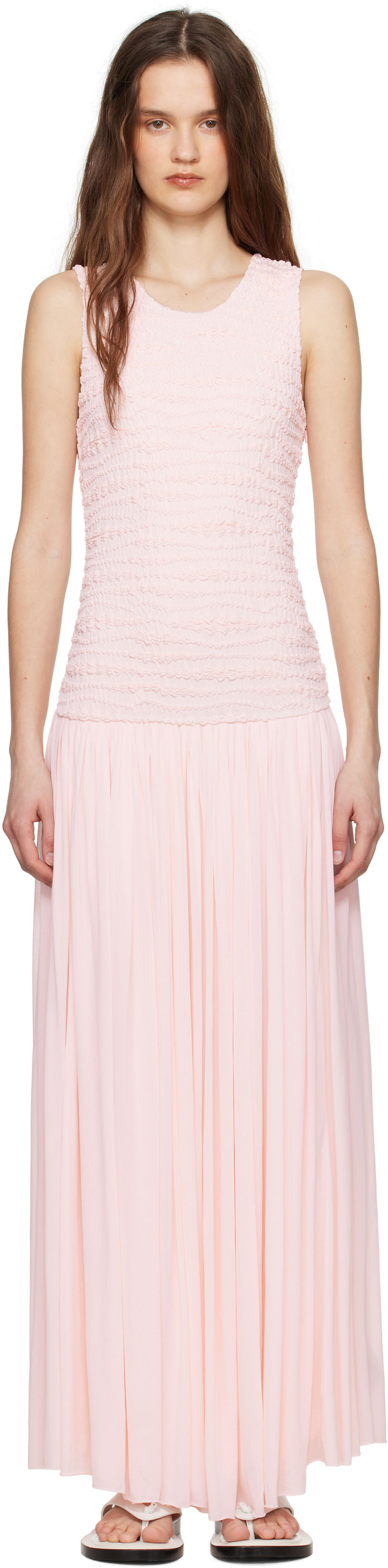 Kjole Jil Sander Jil Sander Shirred Maxi Dress Lyserød | J02CT0475_J20266