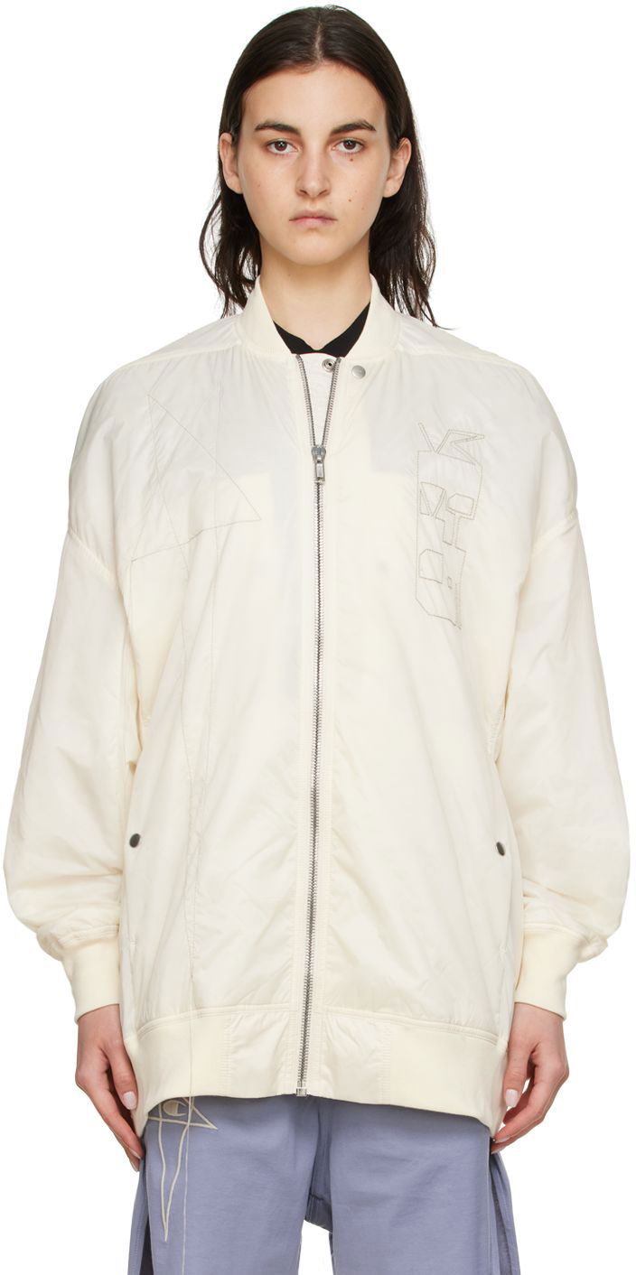 Bomberjakke Rick Owens Nylon Bomber Jacket Hvid | DS01B7927 NDT1