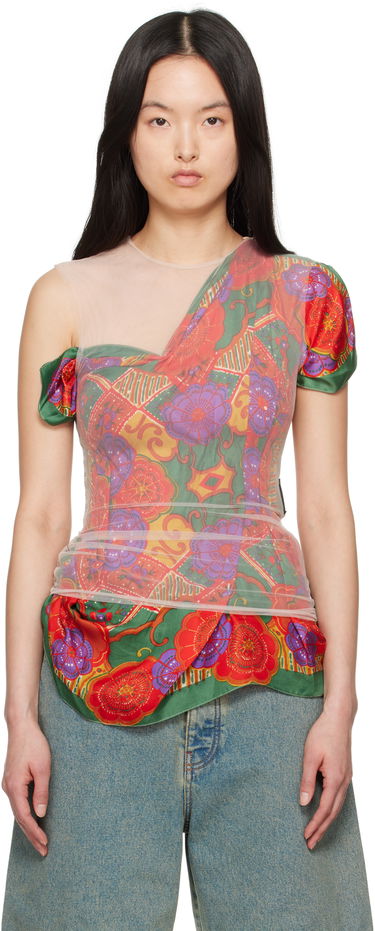 Tanktop Marine Serre Marine Serre Regenerated Silk Scarf Layer Top Flerfarvet | WTO422A UWOV0028, 0