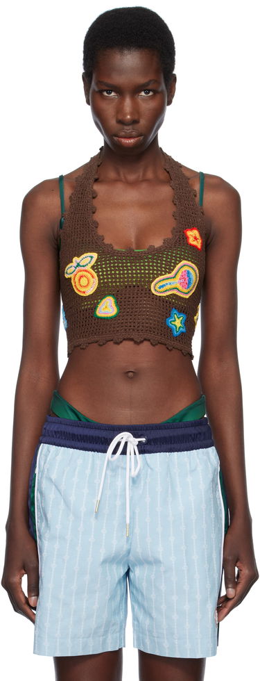 Badetøj Casablanca Casablanca Motif Crochet Crop Top Brun | WS25-KW-939-01, 0