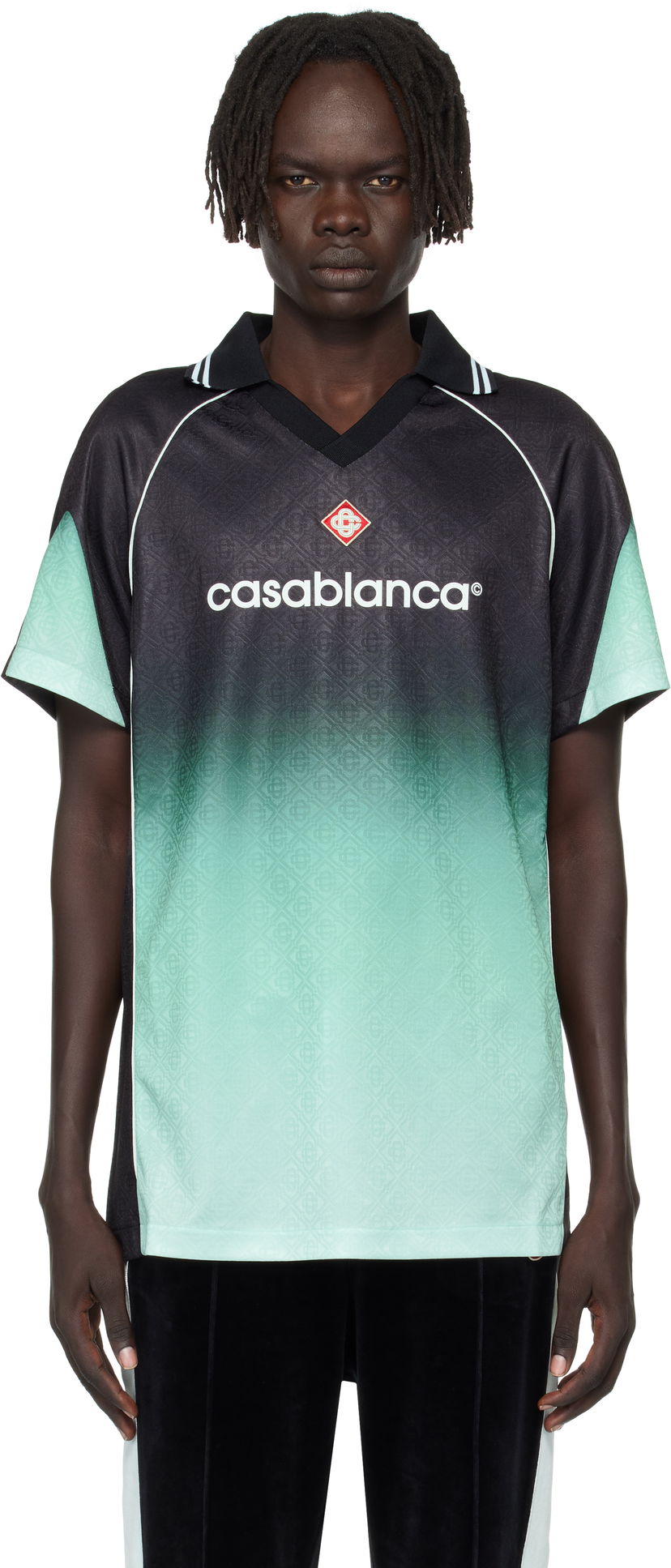 Jersey Casablanca Casablanca Monogram Football Jersey Sort | U-MPF25-JTP-375-01