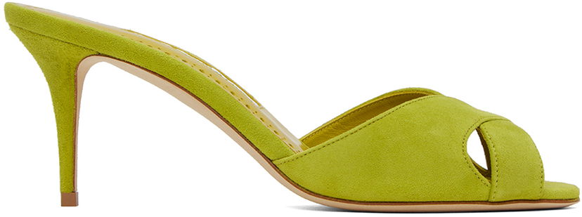 Tilbehør Manolo Blahnik Manolo Blahnik Mumbimu Suede Heeled Mules Grøn | 123-2180