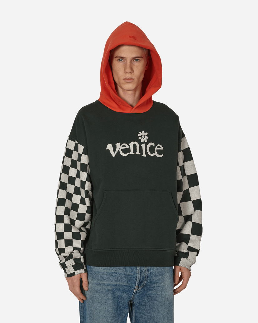Sweatshirt ERL Checked Sleeve Hooded Sweatshirt Grøn | ERL08T021 1