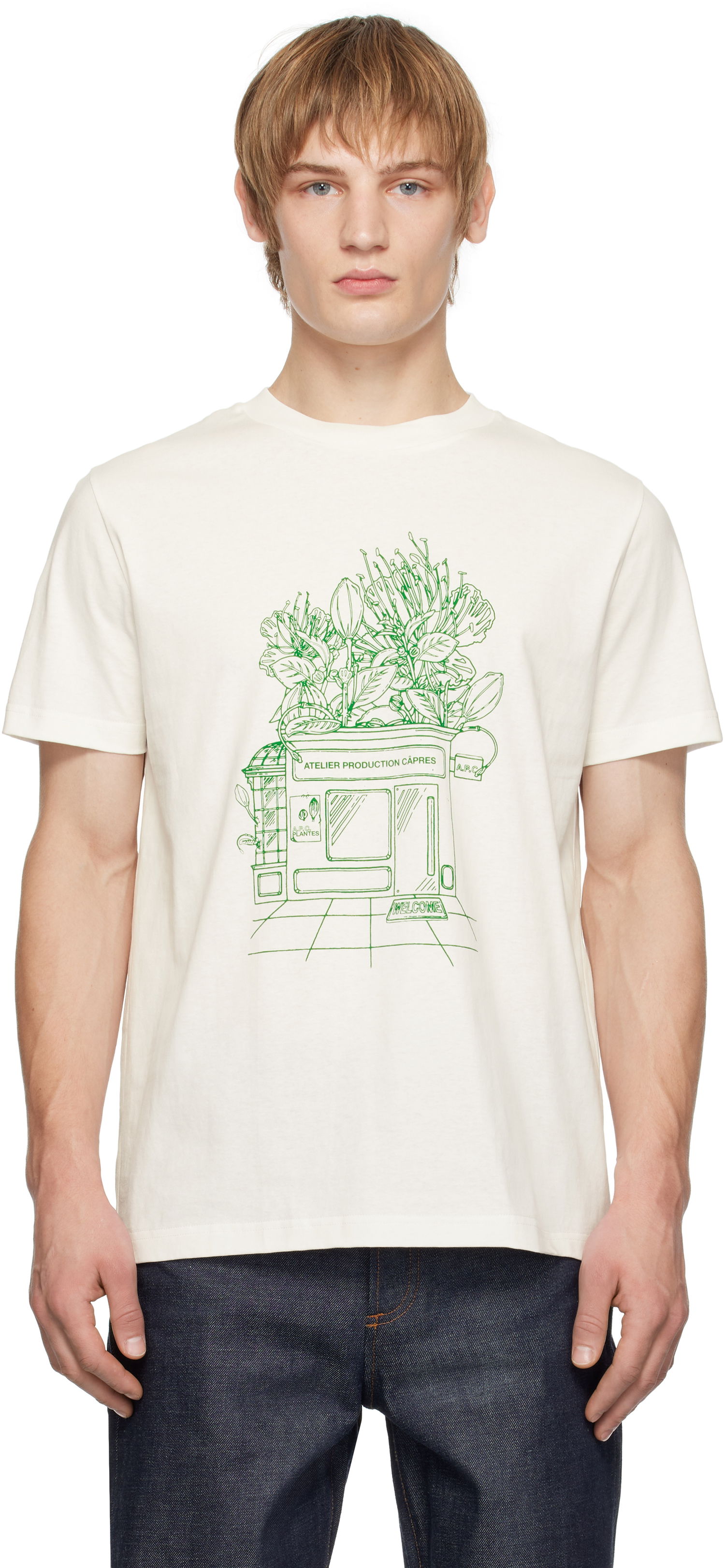T-shirt A.P.C. Magasin Print T-Shirt Hvid | COGCK-M26449, 0