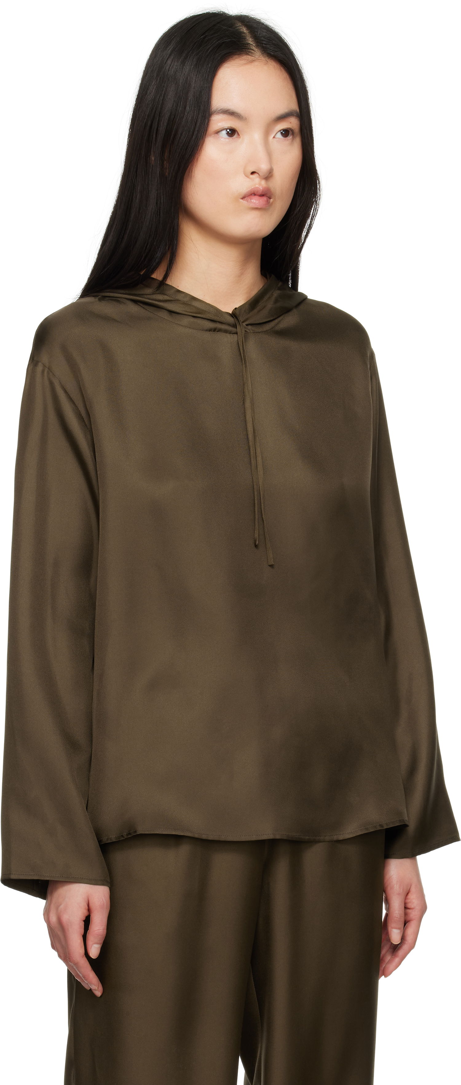 Sweatshirt Loulou de Saison Loulou de Saison Nuka Silk Hoodie Grøn | NUKA, 1