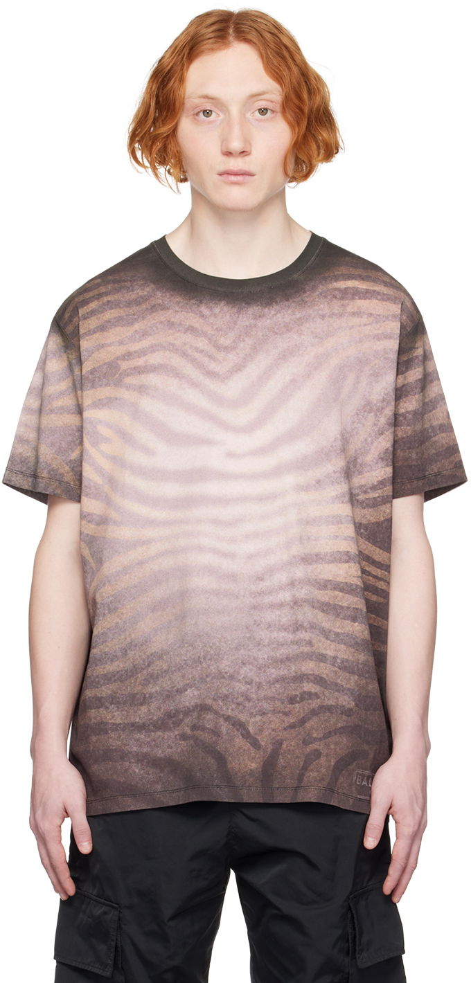 T-shirt Balmain Zebra Print Relaxed Fit T-Shirt Brun | AH1EG010GC50, 0