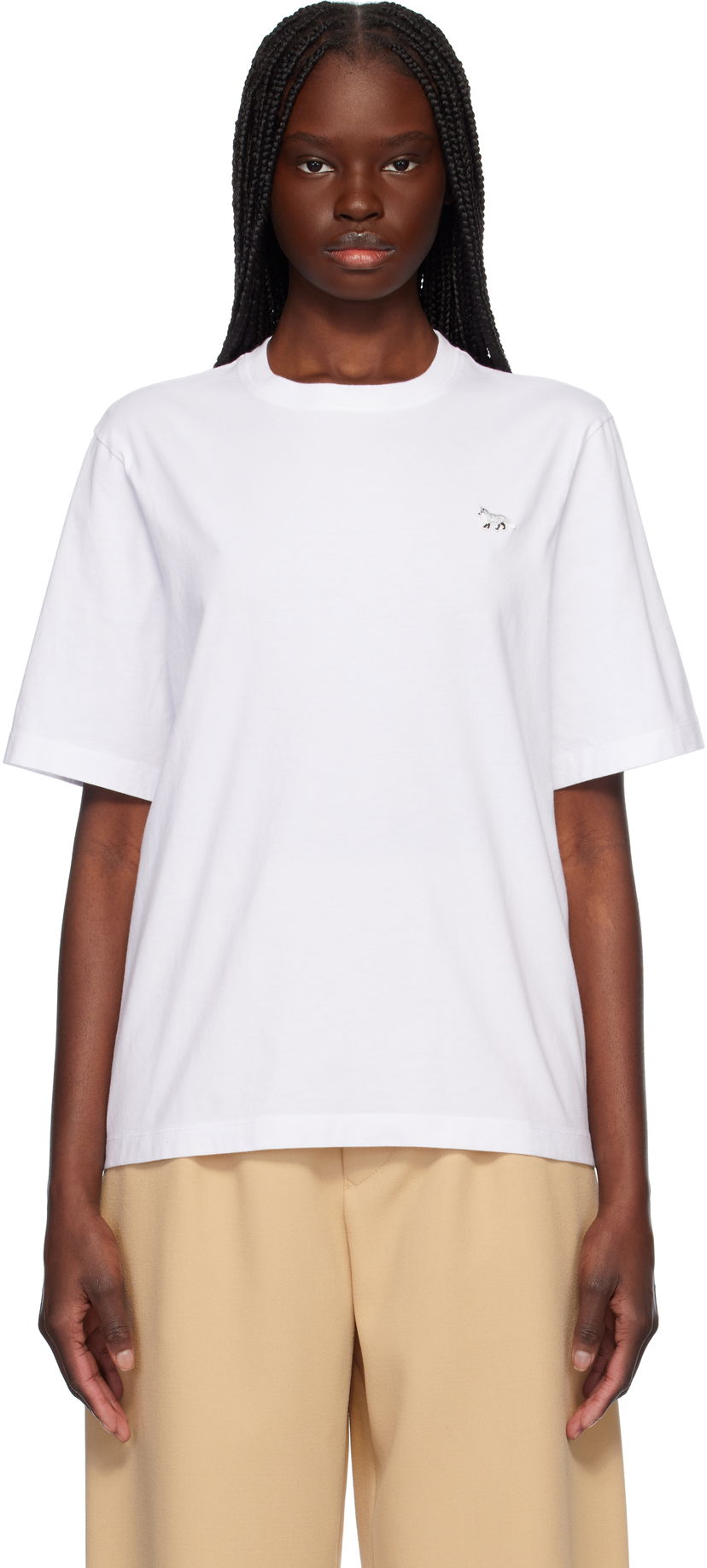 T-shirt MAISON KITSUNÉ Maison Kitsuné Baby Fox Patch Comfort T-Shirt Hvid | OW00130KJ0008