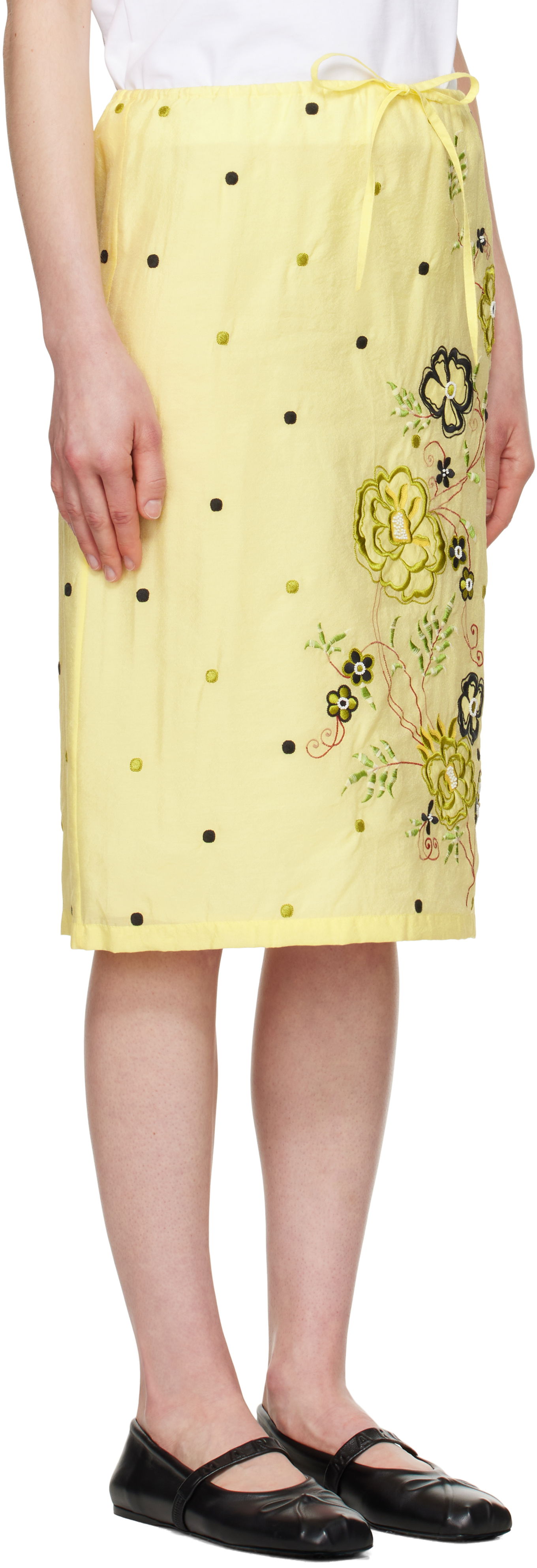 Nederdel KENZO Kenzo Paris 'KENZO Peonies' Embroidered Straight Midi Skirt Gul | FF52JU3029CD, 1